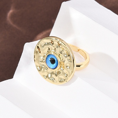 Brass Enamel Cuff Rings for Women RJEW-K264-05G-1