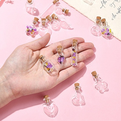 16Pcs 8 Styles Mini High Borosilicate Glass Bottle Bead Containers BOTT-YW0001-03-1