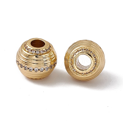 Rack Plating Brass Micro Pave Cubic Zirconia Beads KK-C007-46G-1
