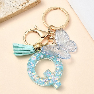 Resin & Acrylic & Faux Suede Tassel Keychain KEYC-YW00117-17-1