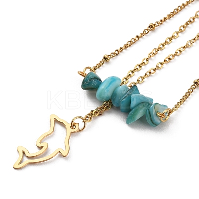 Dyed Natural Shell Chips Charms Anklet AJEW-G049-01G-04-1