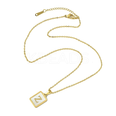 Ion Plating(IP) Rectangle with Initial Letter 304 Stainless Steel Pendant Necklace LS-NJEW-R265-04G-Z-1