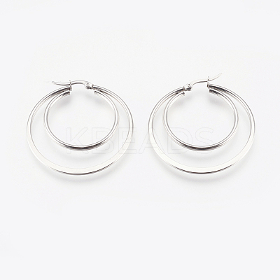 Tarnish Resistant 201 Stainless Steel Hoop Earrings EJEW-I213-B-02P-1