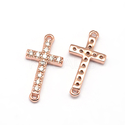 Latin Sideways Cross Brass Micro Pave Cubic Zirconia Links LS-ZIRC-E010-04RG-1