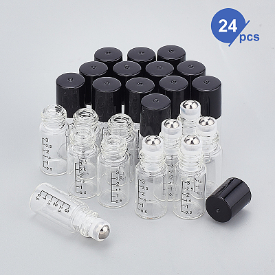 24Pcs Transparent Glass Roller Ball Bottles MRMJ-BC0003-36-1