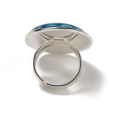 Natural Banded Agate Round Adjustable Rings RJEW-K371-09S-27-1