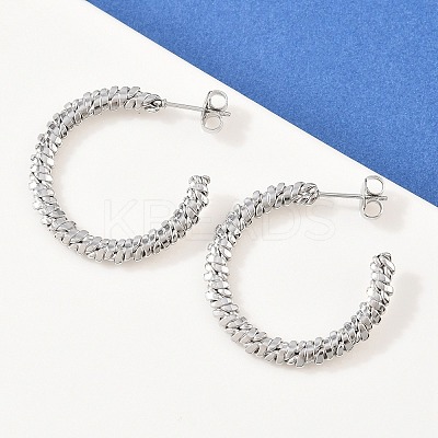 304 Stainless Steel Woven C-Shaped Stud Earrings EJEW-P324-07P-1