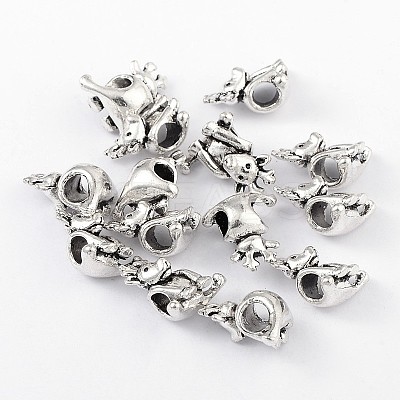 Tibetan Style Alloy Christmas Reindeer/Stag European Beads TIBEB-8009-AS-NR-1