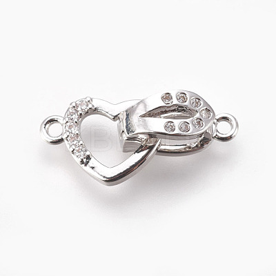 Brass Micro Pave Cubic Zirconia Fold Over Clasps KK-P164-09P-1