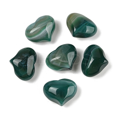 Natural Banded Agate(Dyed & Heated) Heart Palm Stone G-Q021-01D-1