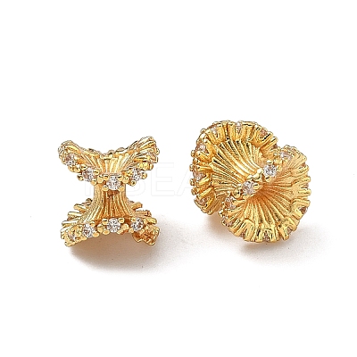 Brass Clear Cubic Zirconia Beads KK-D228-18G-1