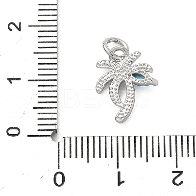Brass Pave Light Blue Cubic Zirconia Coconut Tree Charms KK-A273-32P-1
