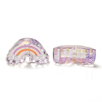 UV Plating Rainbow Iridescent Acrylic Enamel Beads OACR-G012-08D-1