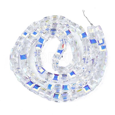 Electroplate Transparent Glass Beads Strands EGLA-N002-17C-B01-1