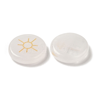 13Pcs Flat Round Natural Quartz Crystal Rune Stones G-K335-08G-1