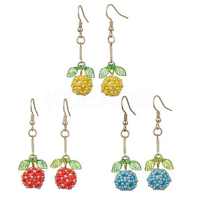 Handmade Glass Seed Beads Dangle Earrings EJEW-MZ00245-1