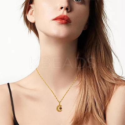 Mother's Day Moon Pendant Necklace I Love You in 100 Languages Projection Necklace Stainless Steel Charm Jewelry for Women Lovers Mom Girlfriends JN1115A-1