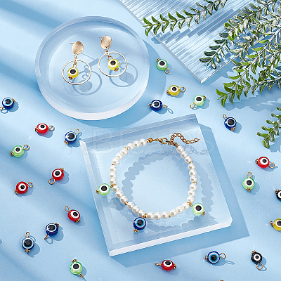 200Pcs Evil Eye Resin Pendants RESI-DC0001-04-1