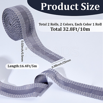 2Pcs 2 Colors Polyester Ribbon OCOR-CN0001-05-1