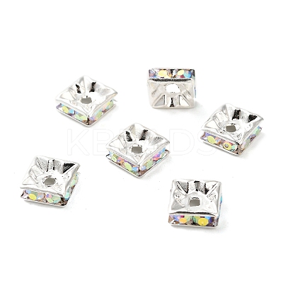 Brass Rhinestone Spacer Beads KK-I362-01B-02S-1