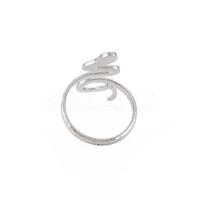 Non-Tarnish 304 Stainless Steel Snake Wide Open Cuff Ring for Women RJEW-S405-160P-1