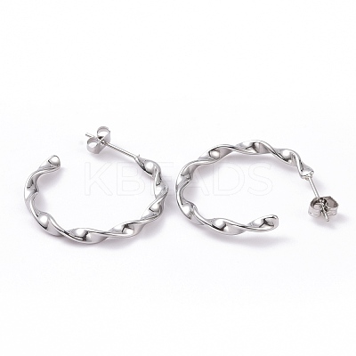 Tarnish Resistant 201 Stainless Steel Wave C-shape Stud Earrings with 304 Stainless Steel Pins EJEW-G298-03P-1