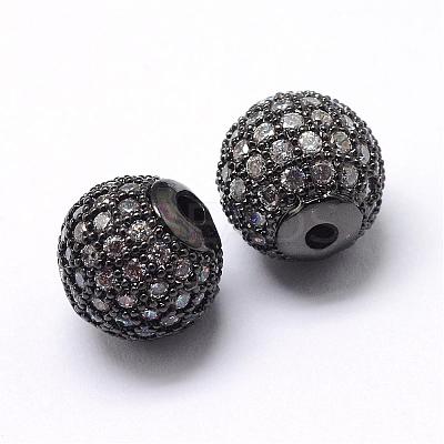 Rack Plating Brass Cubic Zirconia Beads ZIRC-S001-10mm-A04-1