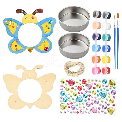 DIY Unfinished Wood Butterfly Shape Pet Feeder Kits for Children's Crafts ST-CJ0009-3-1