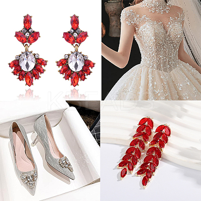 100Pcs 10 Style Flower/Horse Eye/Teardrop Sew on Rhinestone RGLA-GF0001-14B-1