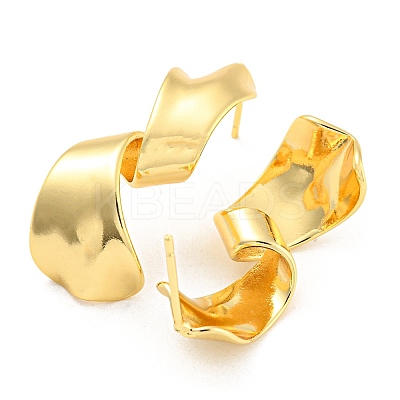 Rack Plating Brass Twist Stud Earrings EJEW-A028-29G-1