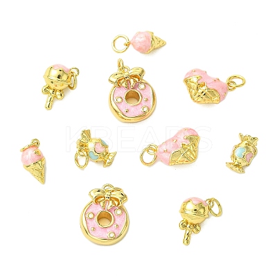 10Pcs 5 Styles Rack Plating Brass Enamel Charms KK-CJ0002-97-1