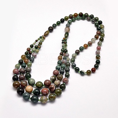 Natural Moss Agate Graduated Beaded Necklaces NJEW-F113-01C-1