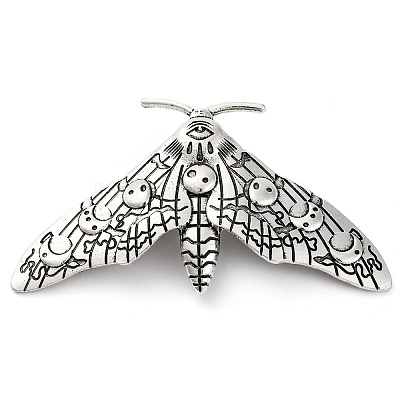 Moon Phase Moth Alloy Brooch Pin JEWB-Z031-06AS-1