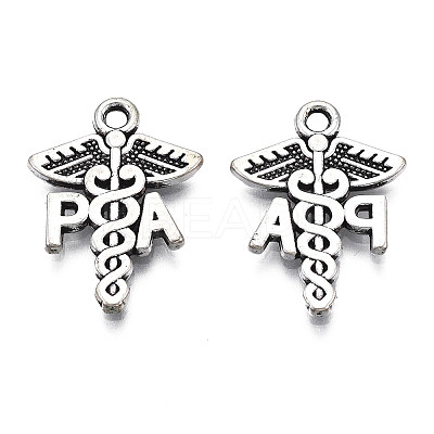 Tibetan Style Alloy PA Caduceus Medical Symbol Pendants TIBEP-N008-135-1