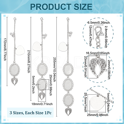 3Bags 3 Styles DIY Zinc Alloy Oval Pendant Decorations Making Kits AJEW-ME0001-30-1