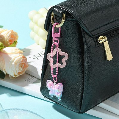 Butterfly & Star Acrylic Pendant Decorations HJEW-JM01738-01-1