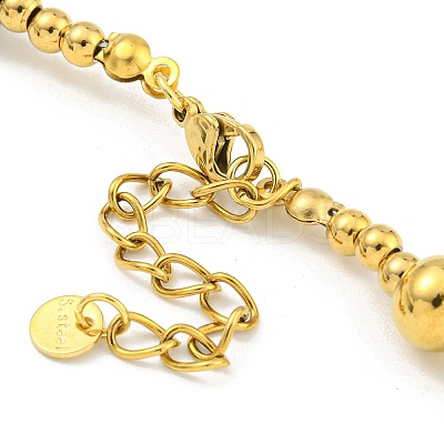 304 Stainless Steel & 201 Stainless Steel Round Beaded Necklaces for Women NJEW-G144-04B-GP-1