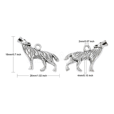 Tibetan Style Alloy Howling Wolf Pendants LF1753Y-1