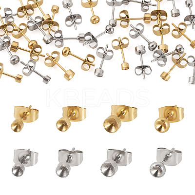 32Pcs 8 Styles 304 Stainless Steel Stud Earring Findings STAS-TA0002-97-1