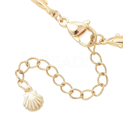 Brass Fish Link Chain Bracelet Makings AJEW-JB01419-1