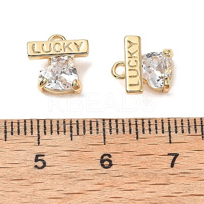 Brass Micro Pave Clear Cubic Zirconia Charm KK-A259-35G-1