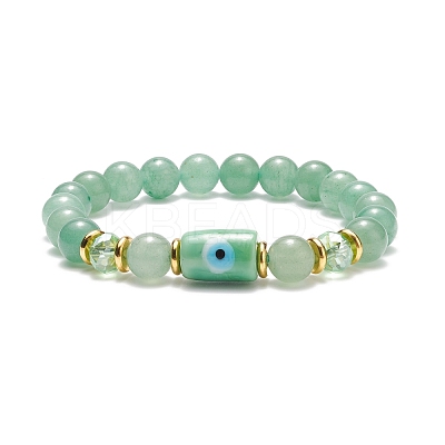 Gemstone Round Beaded Stretch Bracelet BJEW-JB08633-1