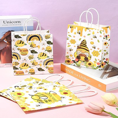 12Pcs 6 Colors Bees Theme Rectangle Paper Bags CARB-FS0001-08-1
