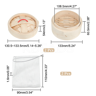 Round Bamboo Steamer Self-Draining Soap Box AJEW-GA0005-86-1