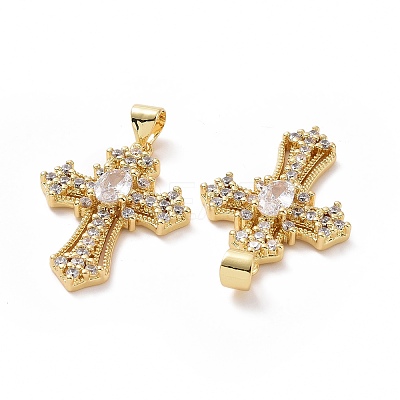 Brass Cubic Zirconia Pendants ZIRC-I062-31G-1