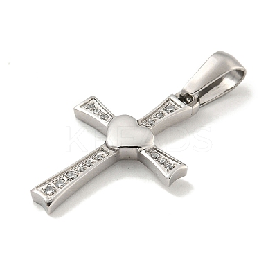 304 Stainless Steel Cubic Zirconia Pendants STAS-C102-05P-1