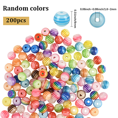 200Pcs Transparent Stripe Resin Beads RESI-SP0001-45-1