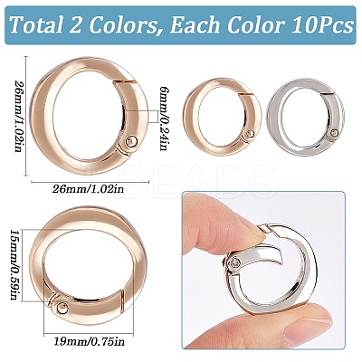 20Pcs 2 Colors Alloy Spring Gate Rings FIND-SP0001-45-1
