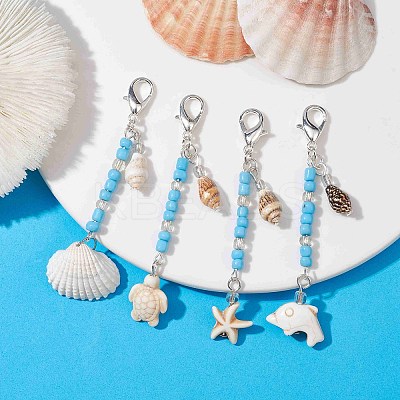 4Pcs Shell Pendant Decorations HJEW-MZ00049-1