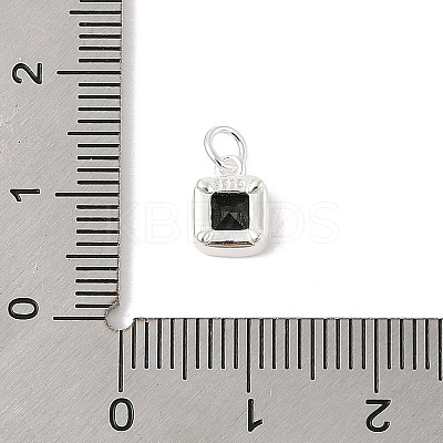 925 Sterling Silver Pave Cubic Zirconia Square Charms with Jump Rings and 925 Stamp STER-D288-05S-05-1